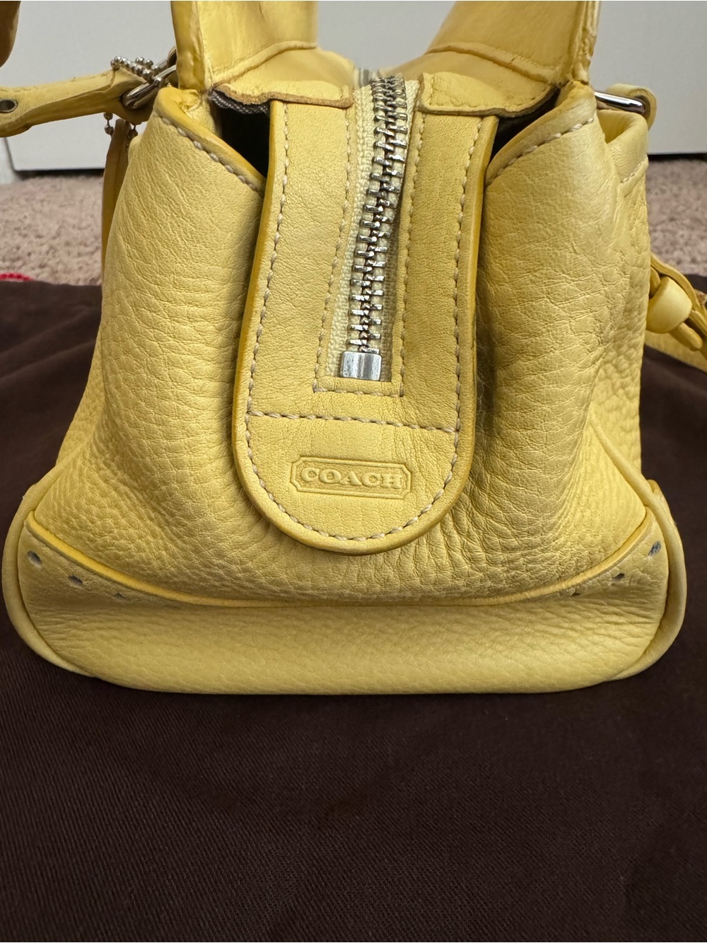Authentic Coach Yellow Leather Satchel with Silver Hardware - Picture 5 of 10